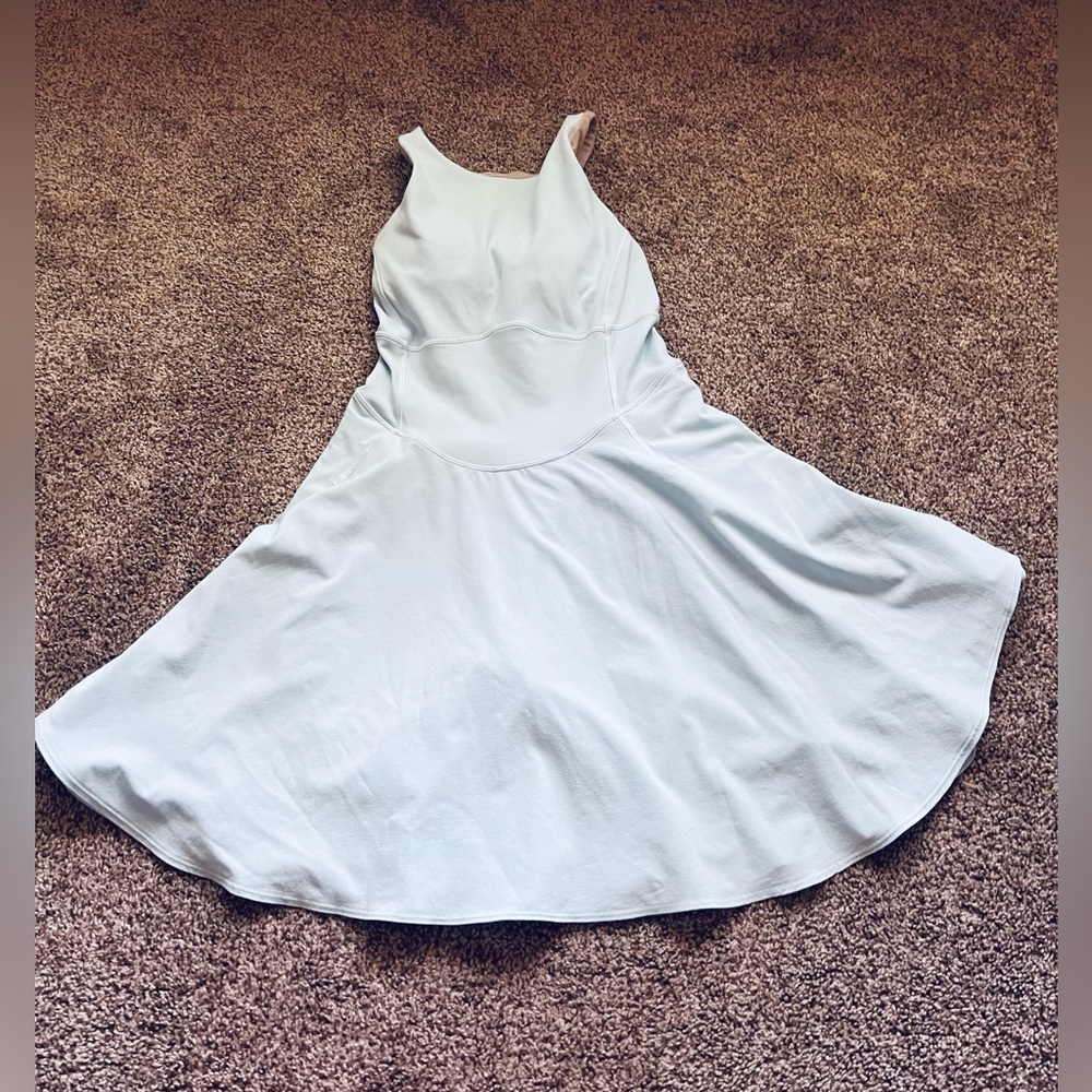 Light Blue Lululemon Court Crush Tennis Dress with Built-in Bra and Shorts - Picture 1 of 15